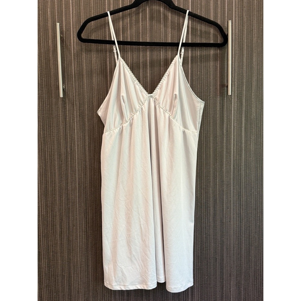 Secret Treasures Womens‎ Chemise Nightgown Large Grey Frost Lace Trim Sleepwear